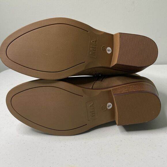 Mia Jaice Ankle Bootie Vegan Low Stacked Heel Side Zip Braid Detail Round Toe - Picture 6 of 12